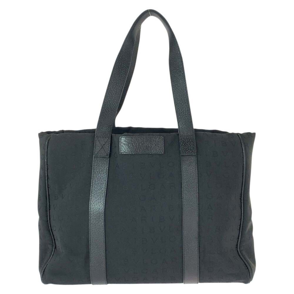 BVLGARI Logomania Black Canvas and Leather Handbag/Shoulder Bag for Women